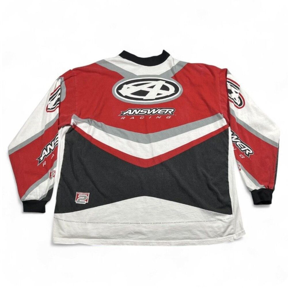 Vintage 90s Answer Racing Team 2 Motocross Jersey Style T-Shirt XL Red